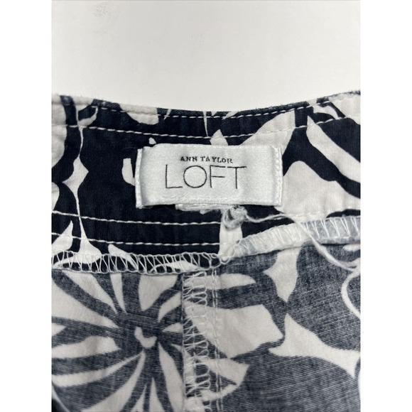 Womens Ann Taylor Loft Marisa Bermuda Shorts 31” Floral Black/White Drawstring m - Picture 7 of 8